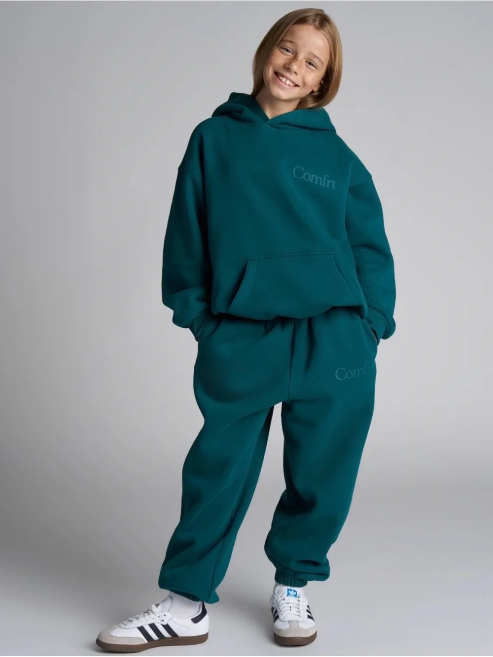 NEW Comfrt Kids Minimalist Hoodie & Sweat Pants Set Youth Alpine Green Large NWT